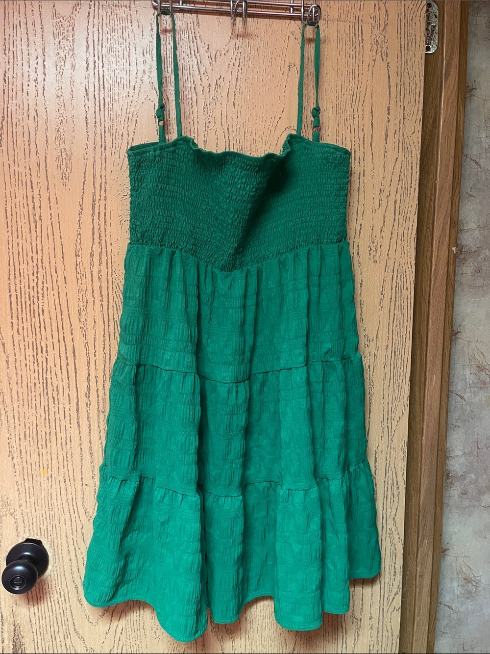 Emerald Green Smocked Tiered Mini Dress